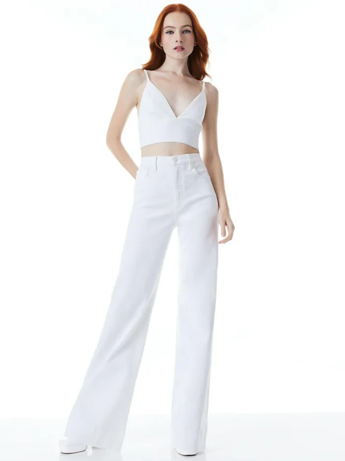 Womens Tops Alice Olivia Carli Denim Bra Top White