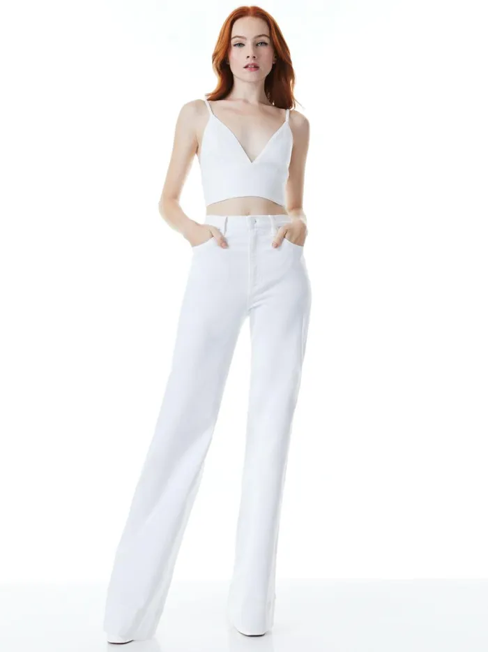 Womens Tops Alice Olivia Carli Denim Bra Top White