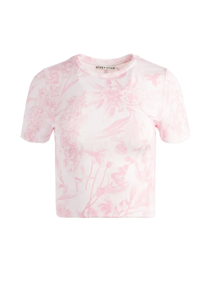 Womens Tops Alice Olivia Cindy Pickleball Cropped Tee Vignette Shell Pink