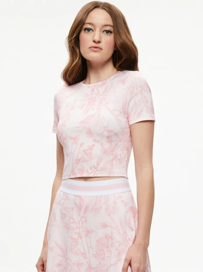 Womens Tops Alice Olivia Cindy Pickleball Cropped Tee Vignette Shell Pink