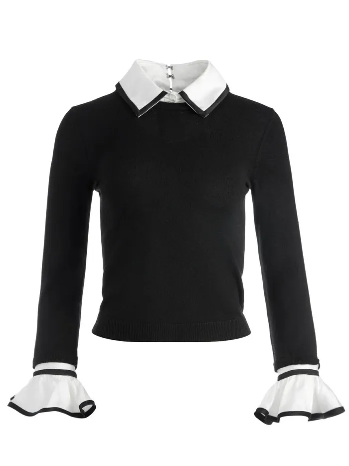 Womens Tops Alice Olivia Justina Combination Sweater Black Combo
