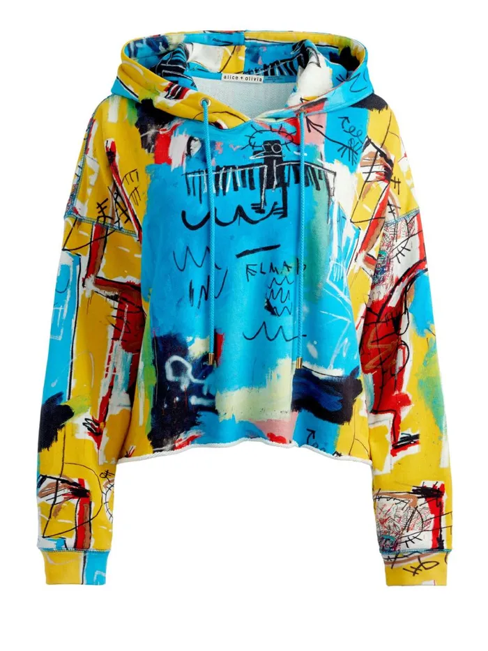 Womens Tops Alice Olivia X Basquiat Sunny Cropped Hoodie Untitled