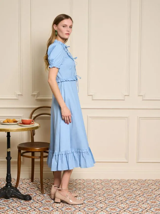 Womenswear Benoite Ruffle Midi Dress Cornflower Blue Sister Jane Womenswear Benoite Ruffle Midi Dress Cornflower Blue Sister Jane