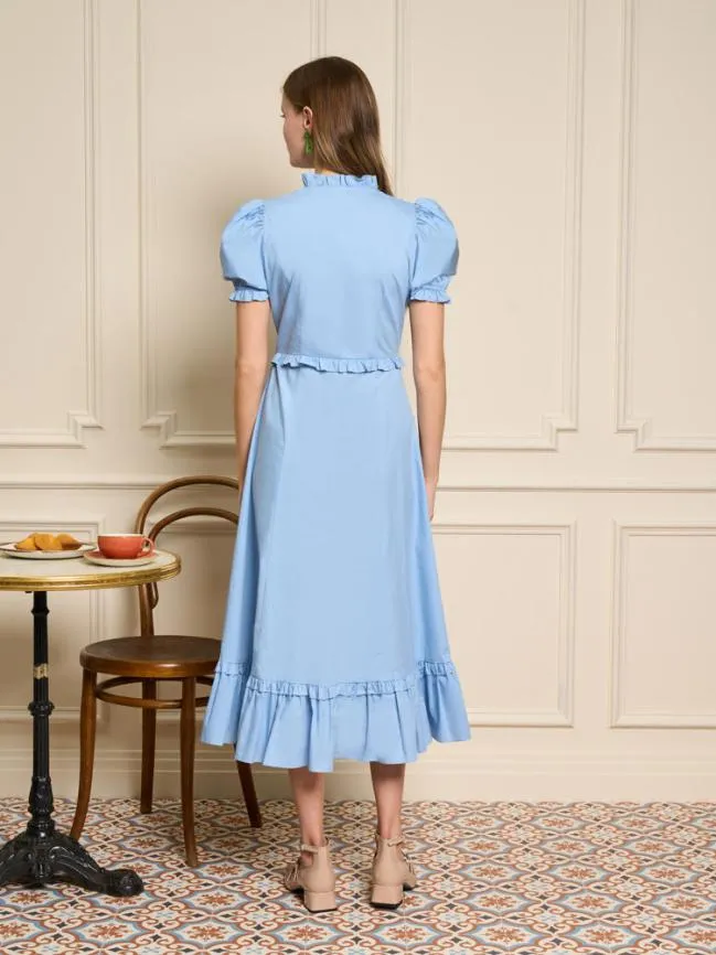 Womenswear Benoite Ruffle Midi Dress Cornflower Blue Sister Jane Womenswear Benoite Ruffle Midi Dress Cornflower Blue Sister Jane