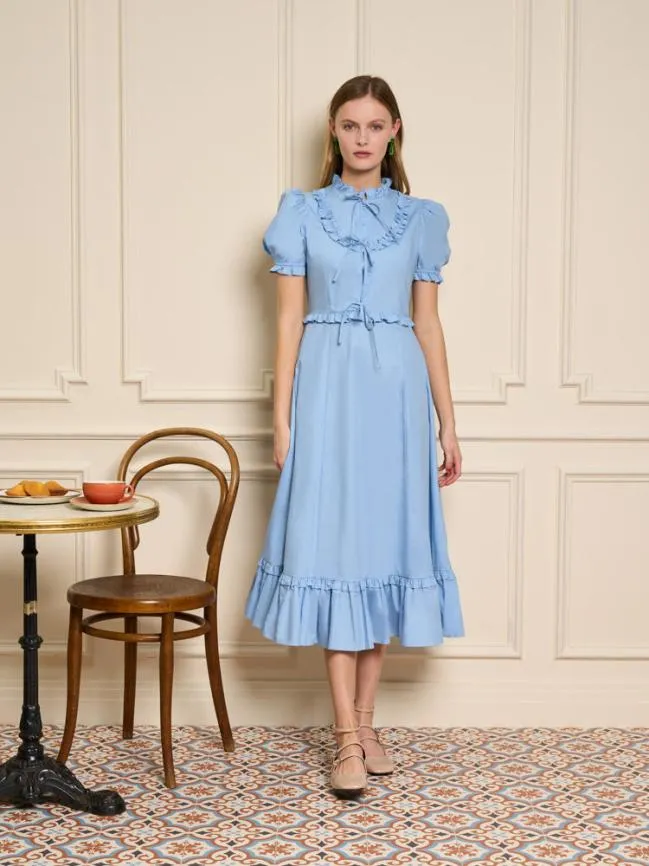 Womenswear Benoite Ruffle Midi Dress Cornflower Blue Sister Jane Womenswear Benoite Ruffle Midi Dress Cornflower Blue Sister Jane