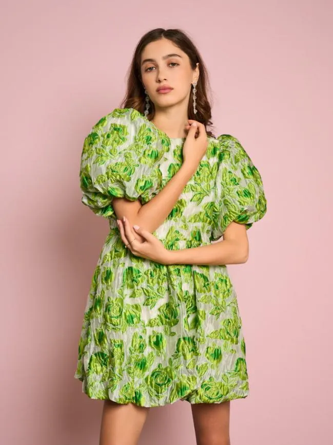 Womenswear Cardamom Jacquard Mini Dress Lime Punch Sister Jane