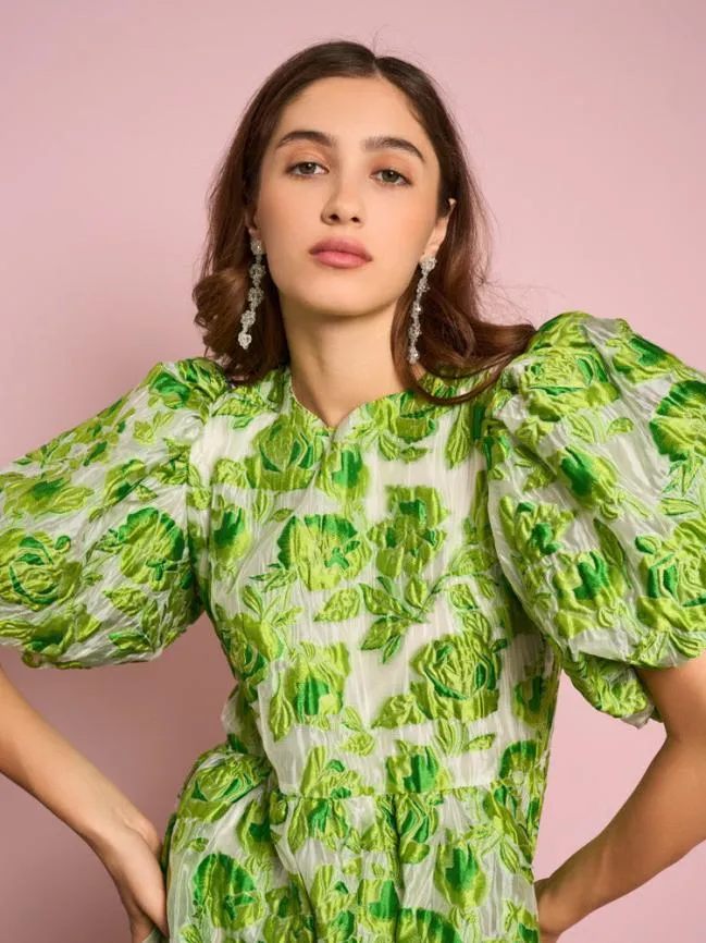 Womenswear Cardamom Jacquard Mini Dress Lime Punch Sister Jane Womenswear Cardamom Jacquard Mini Dress Lime Punch Sister Jane