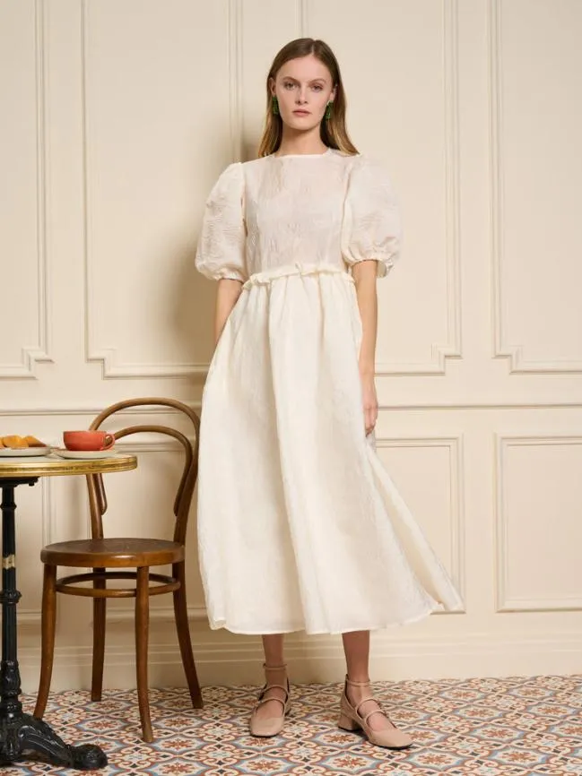 Womenswear Choux Organza Midi Dress Pearled Ivory Sister Jane