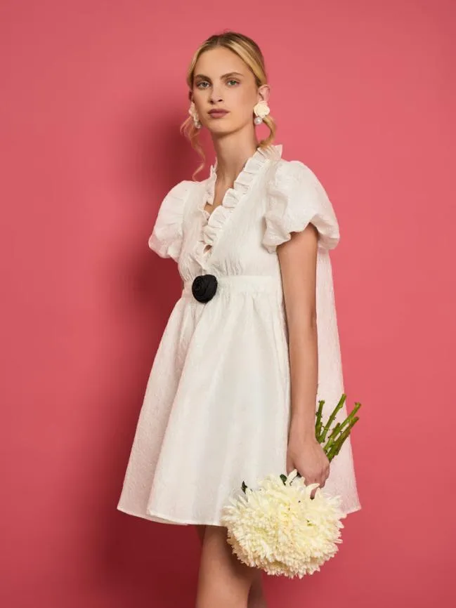 Womenswear DREAM Lotus Jacquard Mini Dress Pearled White Sister Jane