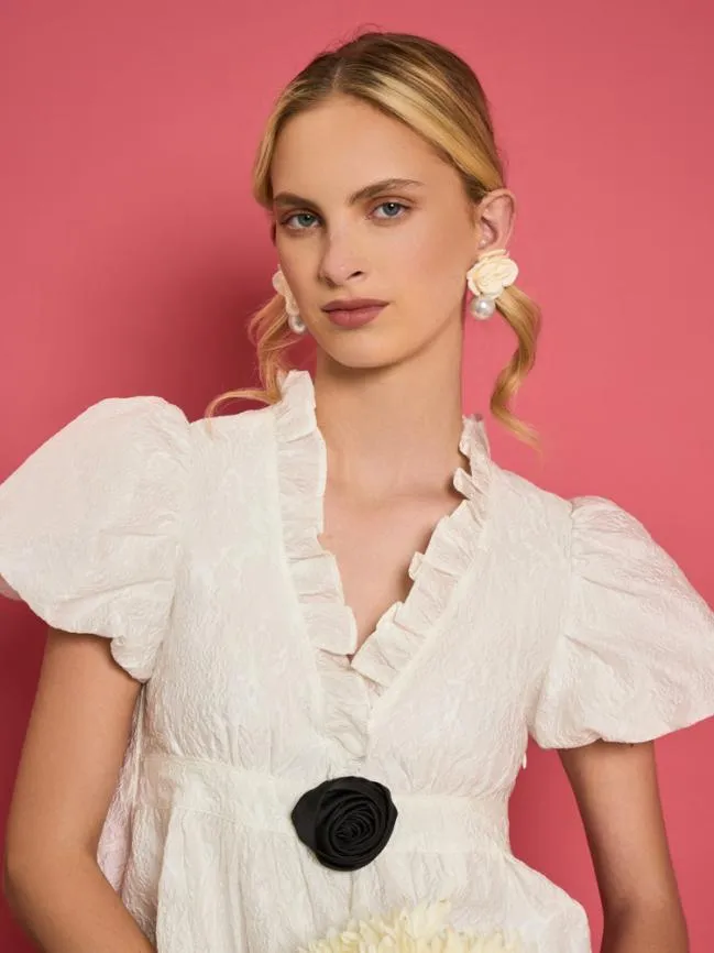 Womenswear DREAM Lotus Jacquard Mini Dress Pearled White Sister Jane Womenswear DREAM Lotus Jacquard Mini Dress Pearled White Sister Jane