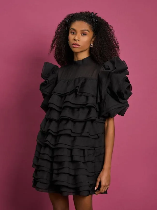 Womenswear DREAM Mariah Ruffle Mini Dress Black Ink Sister Jane