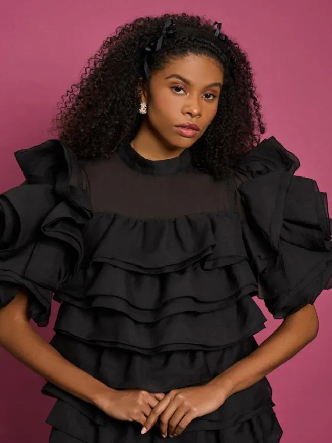 Womenswear DREAM Mariah Ruffle Mini Dress Black Ink Sister Jane Womenswear DREAM Mariah Ruffle Mini Dress Black Ink Sister Jane