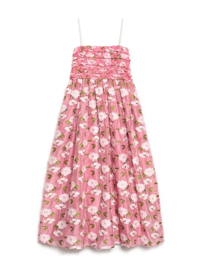Womenswear DREAM Pansy Jacquard Ruffle Dress French Rose Sister Jane Womenswear DREAM Pansy Jacquard Ruffle Dress French Rose Sister Jane