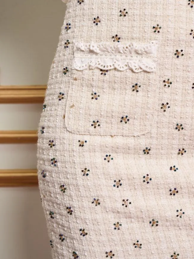 Womenswear DREAM Reine Jewel Mini Skirt Pearled Ivory Sister Jane Womenswear DREAM Reine Jewel Mini Skirt Pearled Ivory Sister Jane