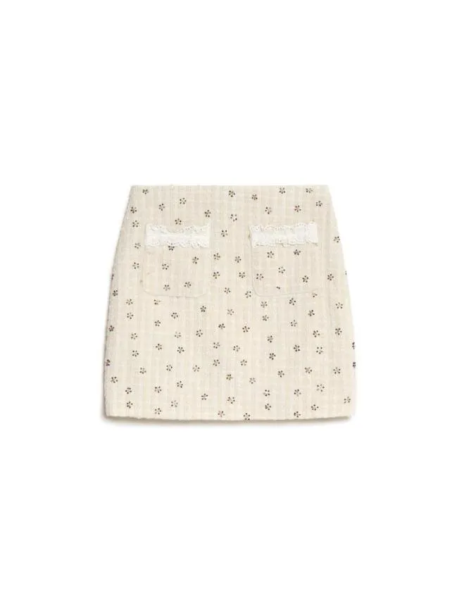 Womenswear DREAM Reine Jewel Mini Skirt Pearled Ivory Sister Jane Womenswear DREAM Reine Jewel Mini Skirt Pearled Ivory Sister Jane