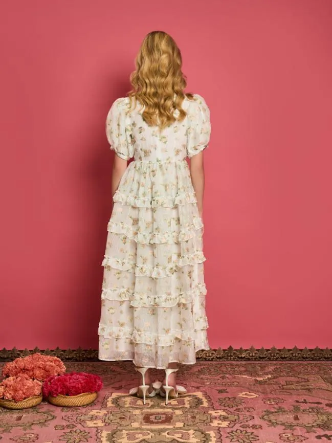 Womenswear DREAM Rose Dove Ruffle Midi Dress Pearled White Sister Jane Womenswear DREAM Rose Dove Ruffle Midi Dress Pearled White Sister Jane