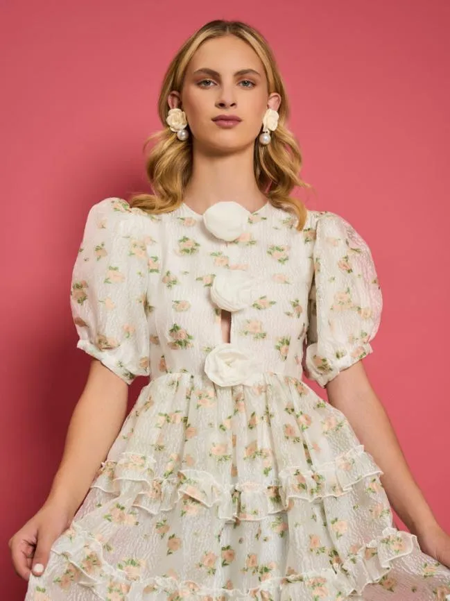 Womenswear DREAM Rose Dove Ruffle Midi Dress Pearled White Sister Jane Womenswear DREAM Rose Dove Ruffle Midi Dress Pearled White Sister Jane