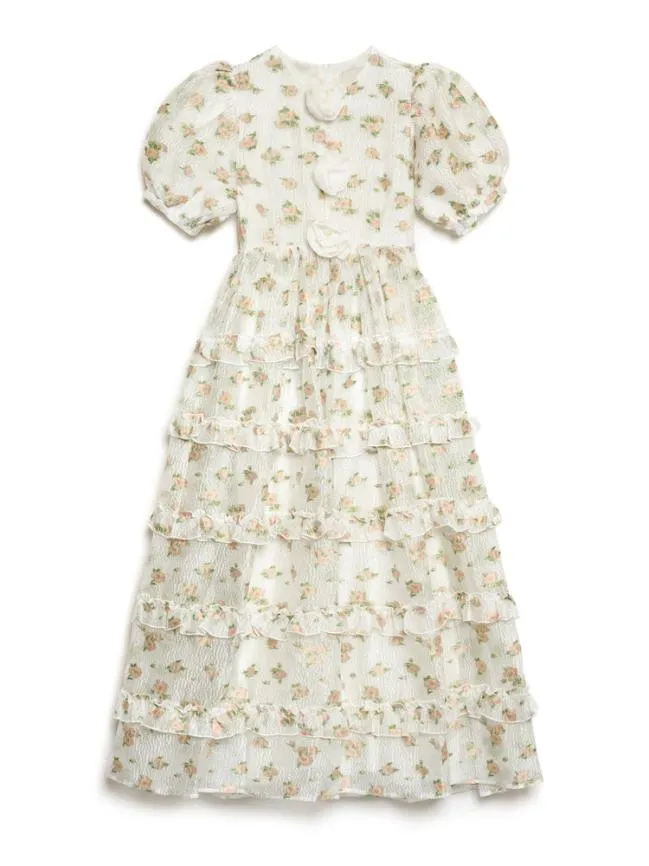 Womenswear DREAM Rose Dove Ruffle Midi Dress Pearled White Sister Jane Womenswear DREAM Rose Dove Ruffle Midi Dress Pearled White Sister Jane
