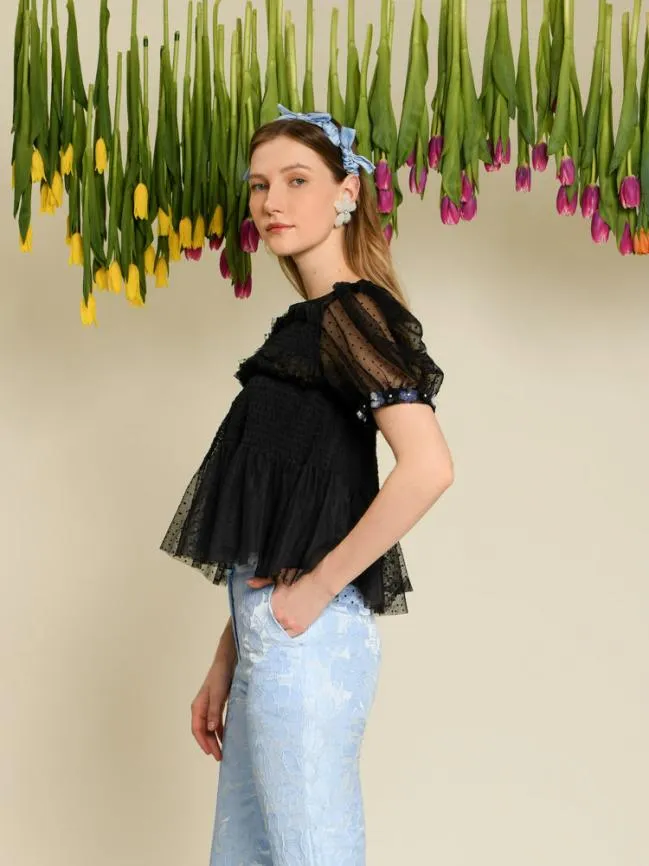 Womenswear DREAM Sofie Spot Tulle Top Black Sister Jane Womenswear DREAM Sofie Spot Tulle Top Black Sister Jane
