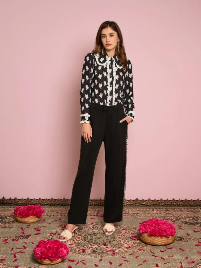 Womenswear Dylan Bead Trim Trousers Black Sister Jane Womenswear Dylan Bead Trim Trousers Black Sister Jane