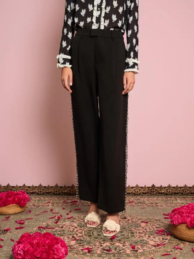 Womenswear Dylan Bead Trim Trousers Black Sister Jane Womenswear Dylan Bead Trim Trousers Black Sister Jane