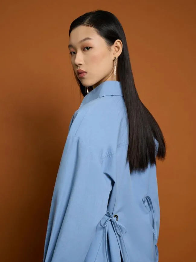 Womenswear Ghospell Astin Eyelet Shirt Stone Blue Sister Jane Womenswear Ghospell Astin Eyelet Shirt Stone Blue Sister Jane