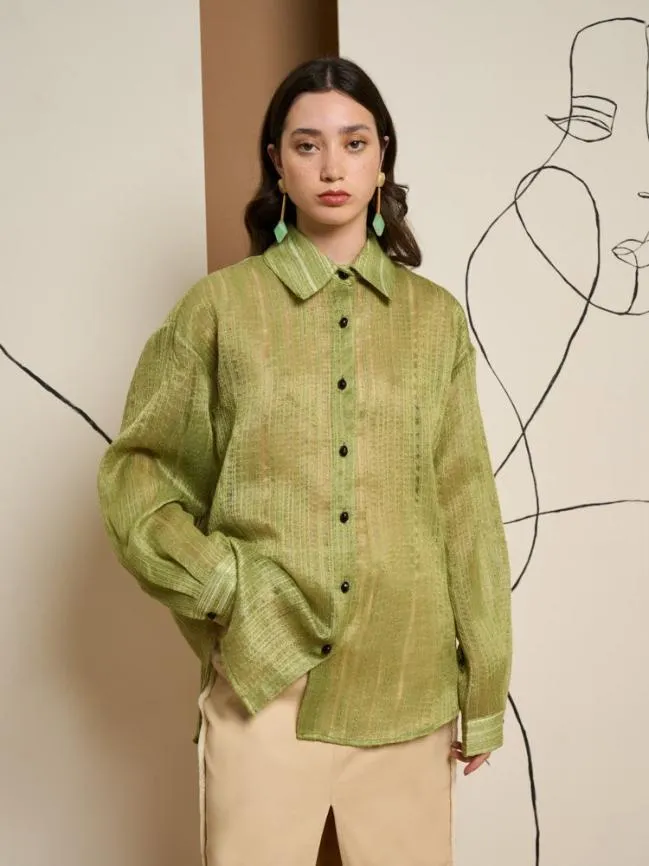 Womenswear Ghospell Della Oversized Shirt Olive Green Sister Jane