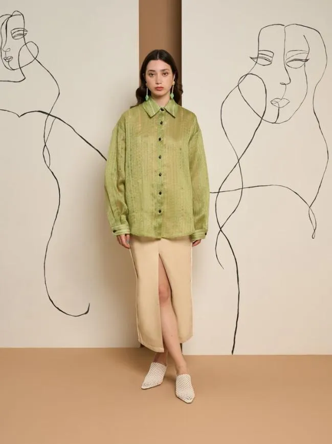 Womenswear Ghospell Della Oversized Shirt Olive Green Sister Jane Womenswear Ghospell Della Oversized Shirt Olive Green Sister Jane