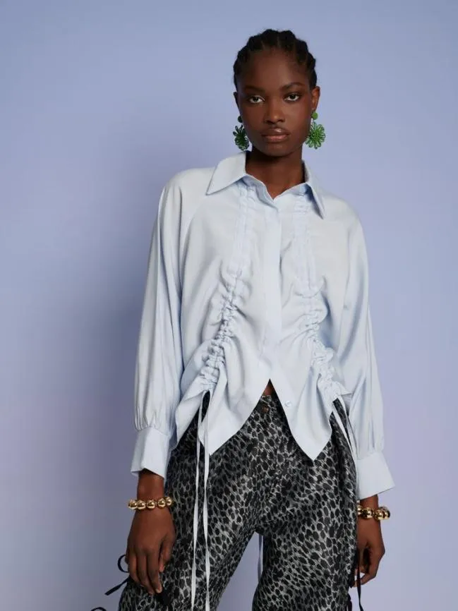 Womenswear Ghospell Delphi Drawstring Shirt Pastel Blue Sister Jane