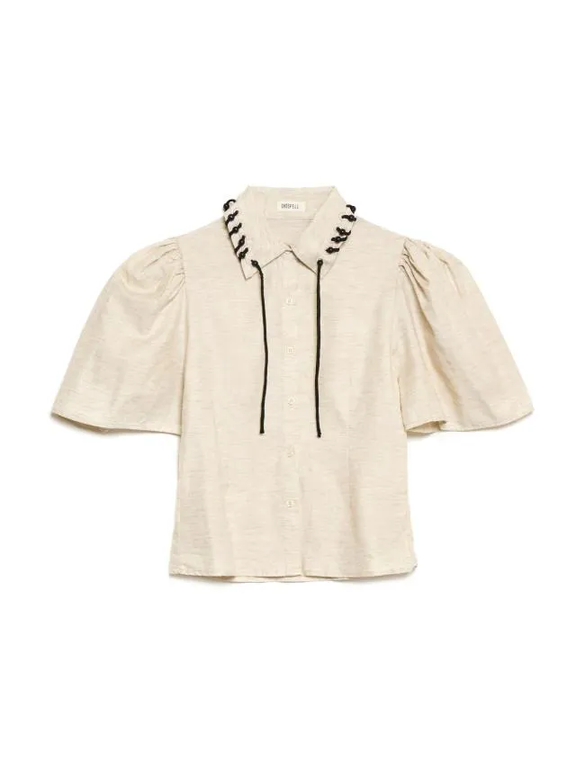 Womenswear Ghospell Frankie Bead Trim Shirt Peatled Cream Sister Jane Womenswear Ghospell Frankie Bead Trim Shirt Peatled Cream Sister Jane