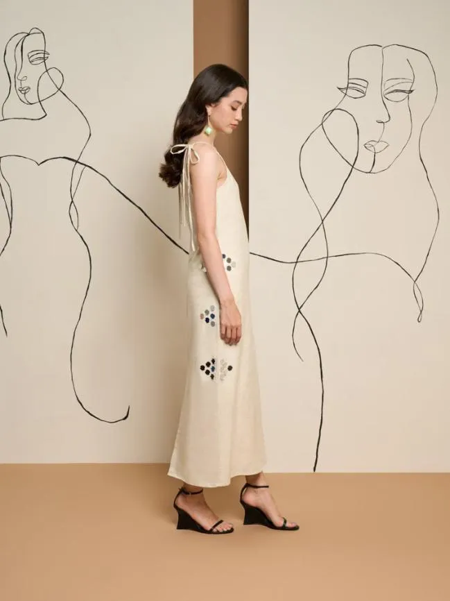 Womenswear Ghospell Frankie Mirror Midi Dress Ivory Sister Jane Womenswear Ghospell Frankie Mirror Midi Dress Ivory Sister Jane