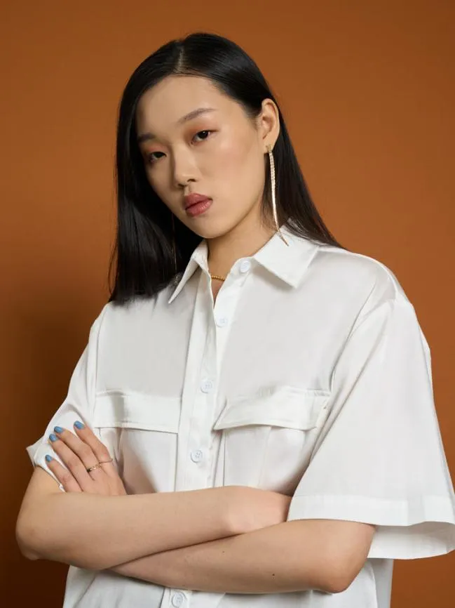 Womenswear Ghospell Mallory Cargo Pocket Shirt Bright White Sister Jane Womenswear Ghospell Mallory Cargo Pocket Shirt Bright White Sister Jane