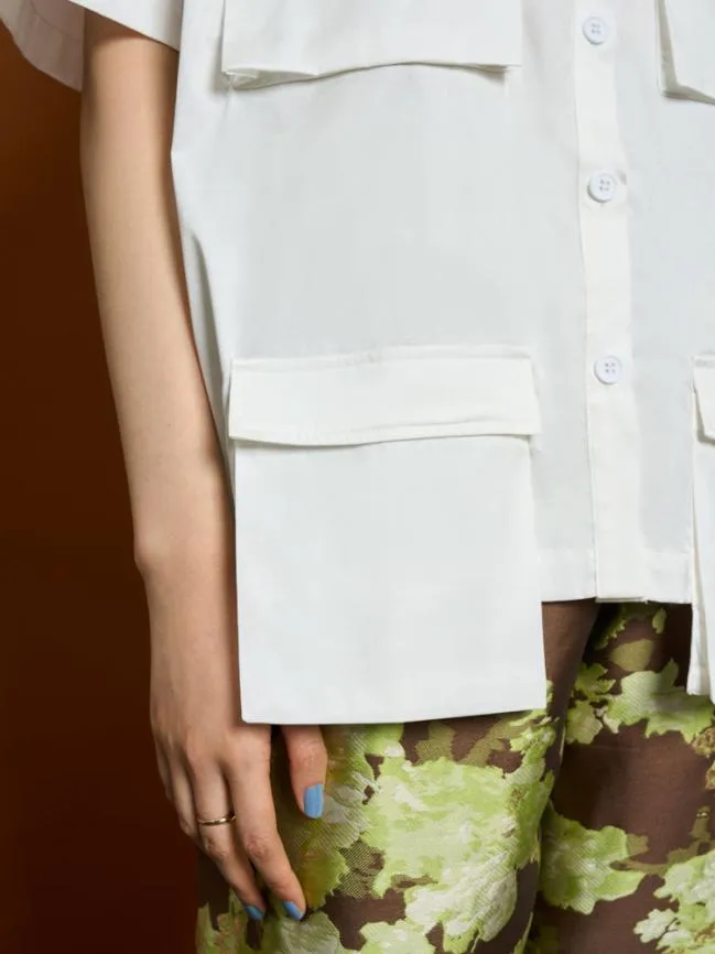 Womenswear Ghospell Mallory Cargo Pocket Shirt Bright White Sister Jane Womenswear Ghospell Mallory Cargo Pocket Shirt Bright White Sister Jane