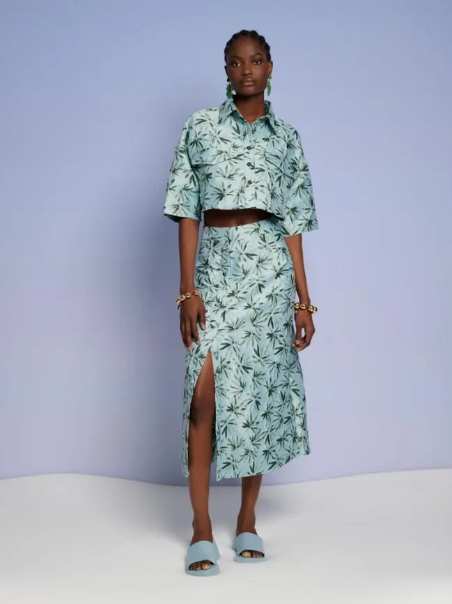 Womenswear Ghospell Palmer Button Midi Skirt Celadon Green Sister Jane Womenswear Ghospell Palmer Button Midi Skirt Celadon Green Sister Jane