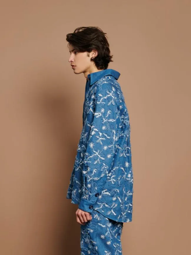 Womenswear Honeycomb Denim Over Shirt Indigo Blue Sister Jane Womenswear Honeycomb Denim Over Shirt Indigo Blue Sister Jane