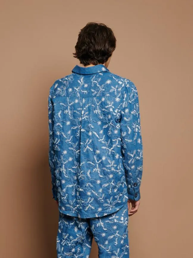 Womenswear Honeycomb Denim Over Shirt Indigo Blue Sister Jane Womenswear Honeycomb Denim Over Shirt Indigo Blue Sister Jane