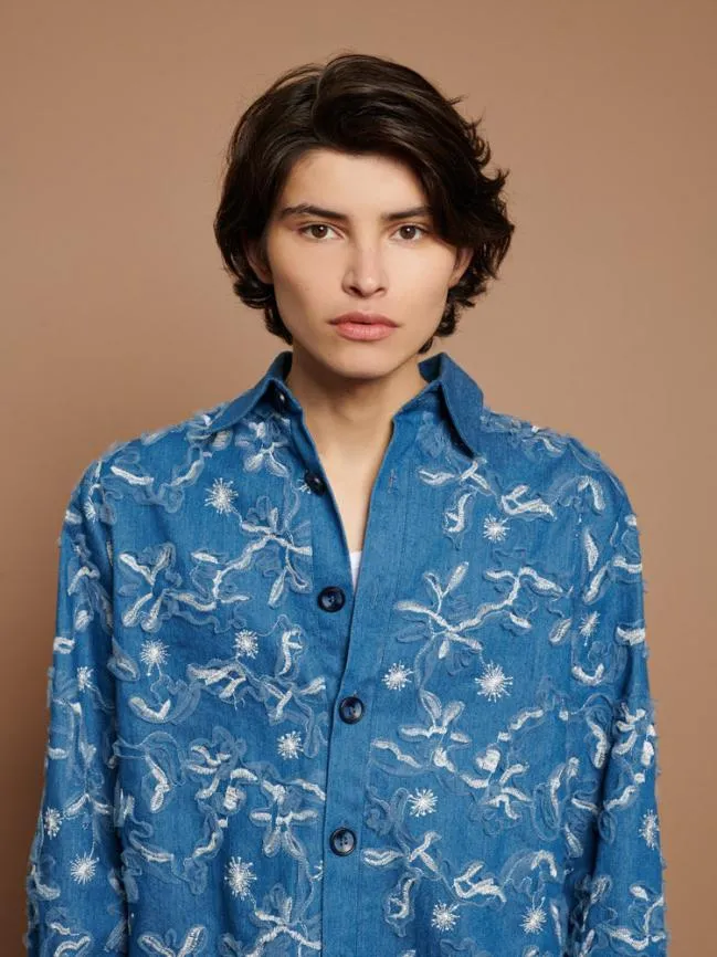 Womenswear Honeycomb Denim Over Shirt Indigo Blue Sister Jane Womenswear Honeycomb Denim Over Shirt Indigo Blue Sister Jane
