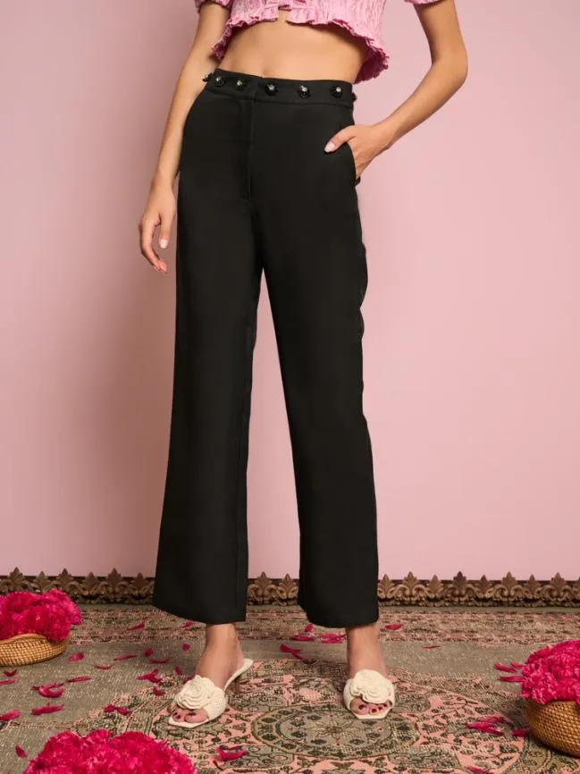 Womenswear Priya Embellished Trousers Black Satin Sister Jane