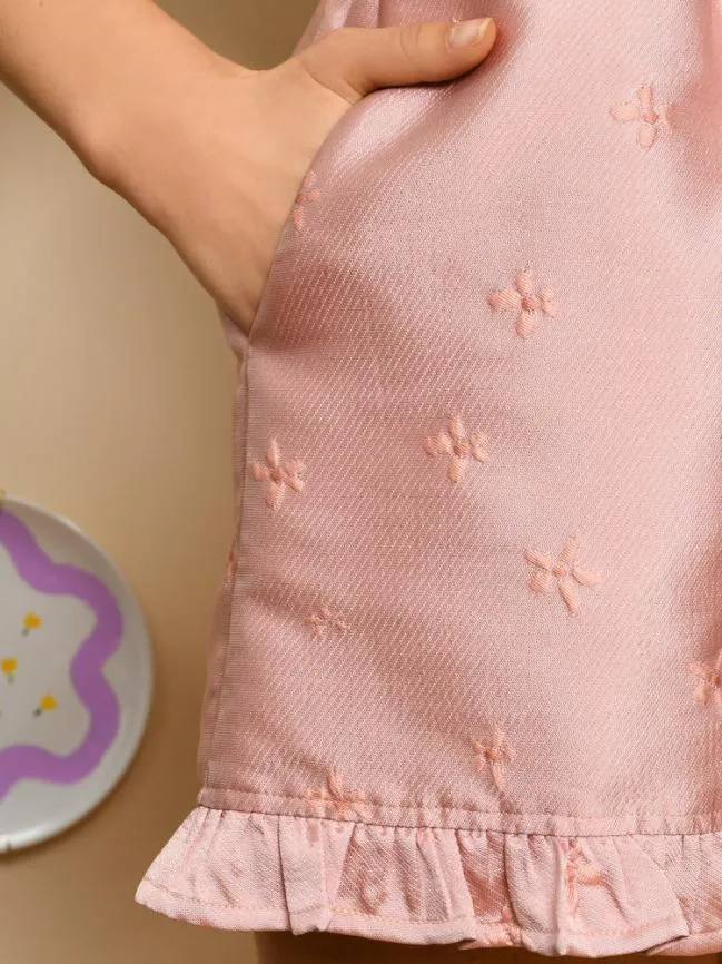 Womenswear Tulip Jacquard Ruffle Shorts Pastel Pink Sister Jane Womenswear Tulip Jacquard Ruffle Shorts Pastel Pink Sister Jane