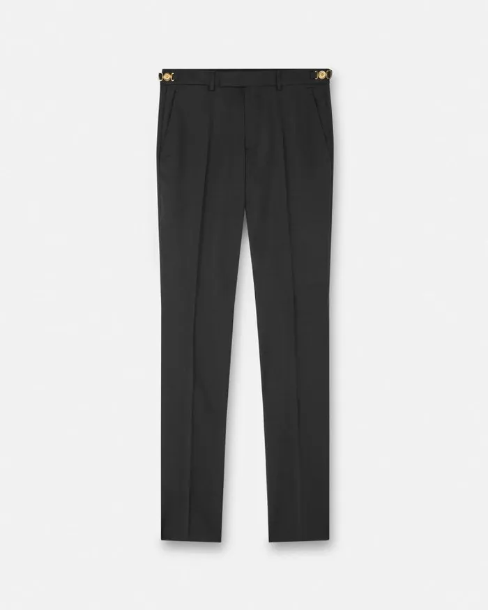 Wool Formal Pants Black Men Versace Blazers and Suits