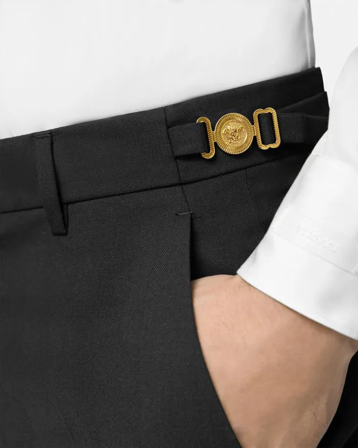 Wool Formal Pants Black Men Versace Blazers and Suits