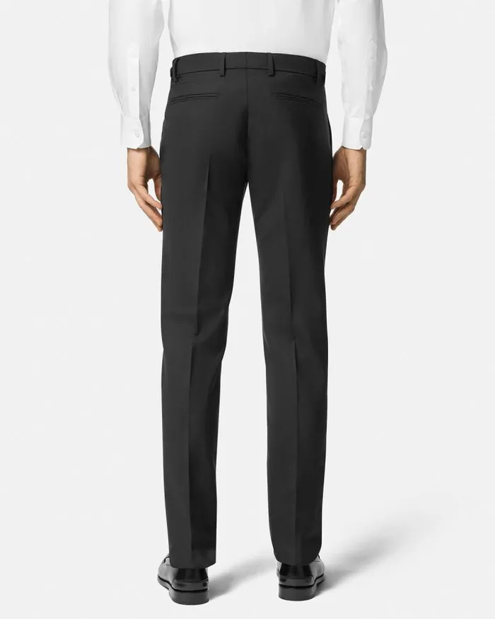 Wool Formal Pants Black Men Versace Blazers and Suits