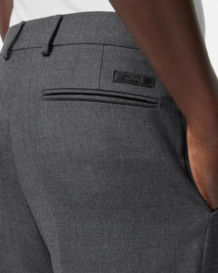 Wool Gabardine Formal Pants Gray Men Versace Blazers and Suits