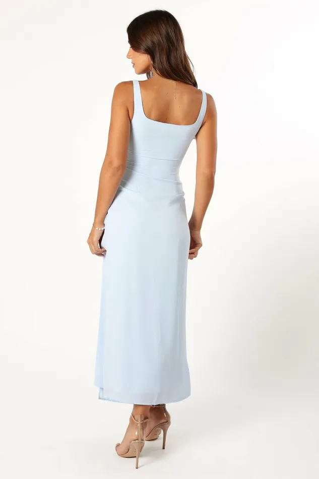 Wrap Dresses Women Petal and Pup Nadea Faux Wrap Maxi Dress Blue