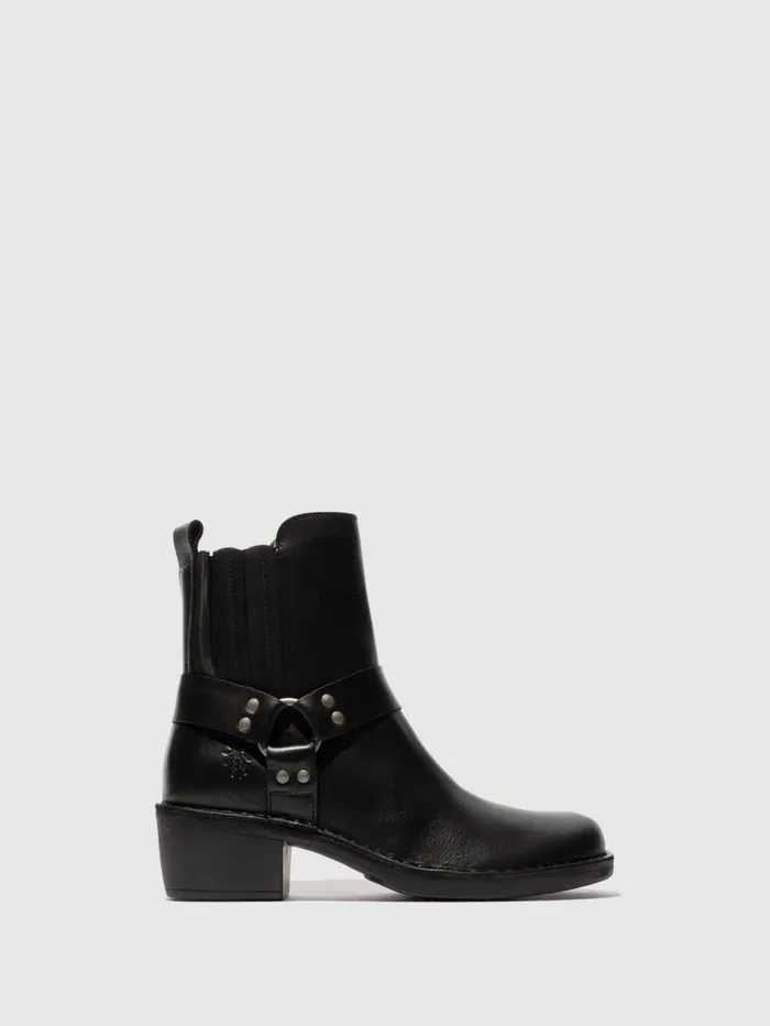 Zip Up Ankle Boots MEBI123FLY BLACK Women Fly London Ankle Boots