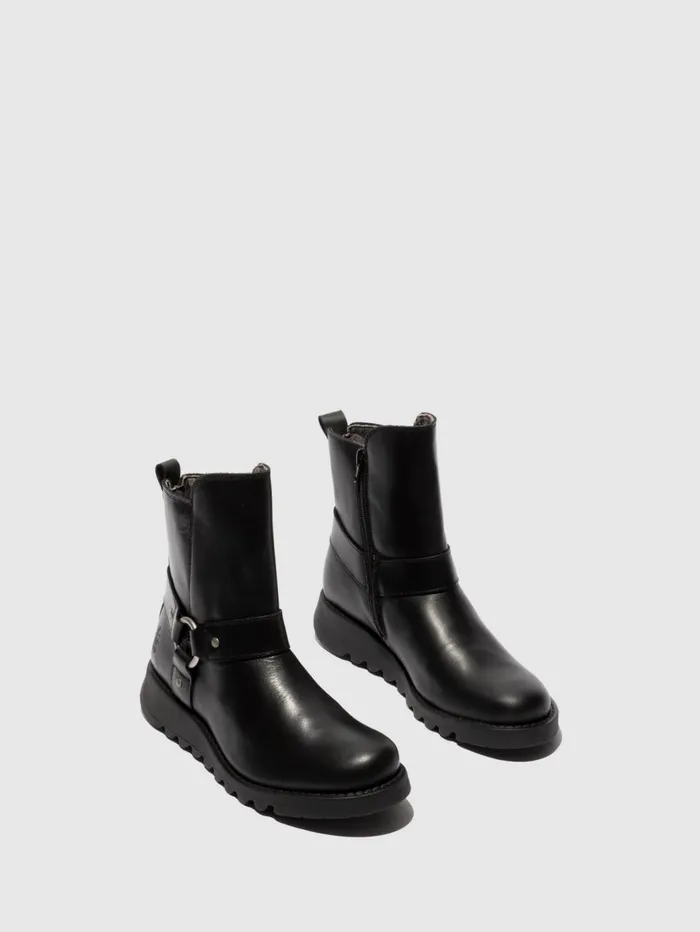 Zip Up Ankle Boots SOCH136FLY BLACK Women Fly London Ankle Boots